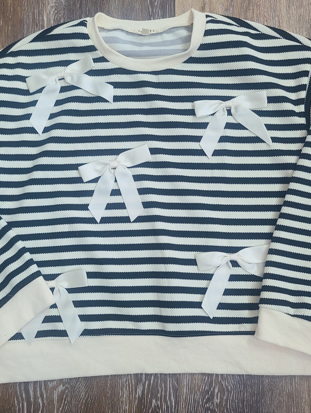 Jodifl Horizontal Striped with Satin Bows Top Womens Size Med